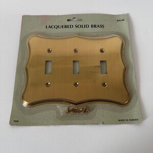 Vintage Solid Brass Triple Switch Plate Cover - New in Package